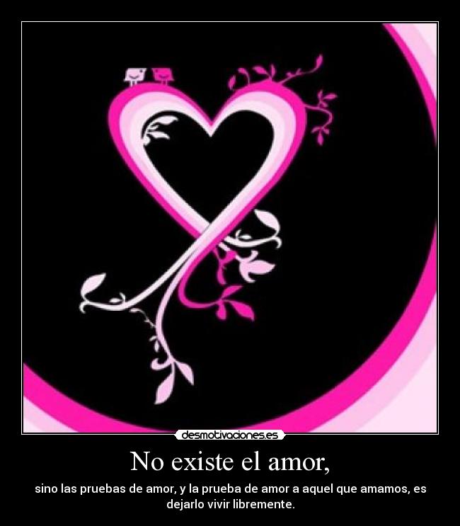 No existe el amor, - sino las pruebas de amor, y la prueba de amor a aquel que amamos, es
dejarlo vivir libremente.