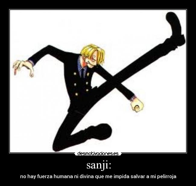 sanji: - no hay fuerza humana ni divina que me impida salvar a mi pelirroja