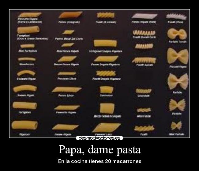 Papa, dame pasta - En la cocina tienes 20 macarrones