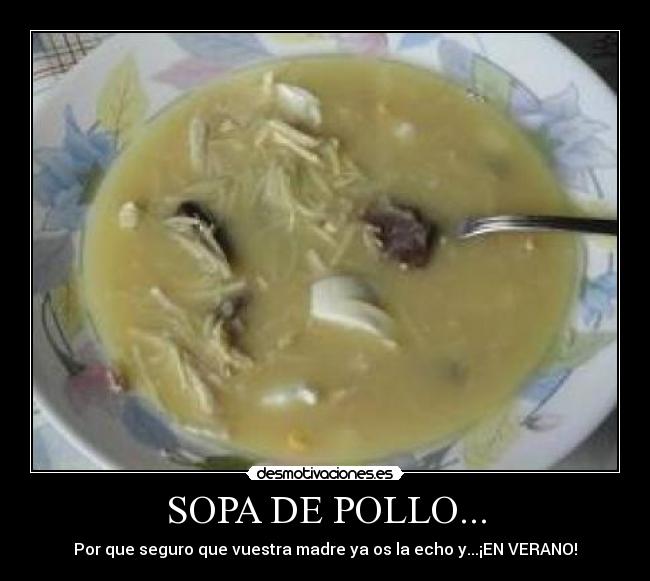 SOPA DE POLLO... - Por que seguro que vuestra madre ya os la echo y...¡EN VERANO!