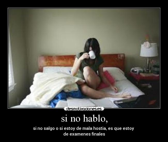 si no hablo, - si no salgo o si estoy de mala hostia, es que estoy
de examenes finales