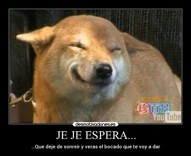 JE JE ESPERA... - ...Que deje de sonreir y veras el bocado que te voy a dar