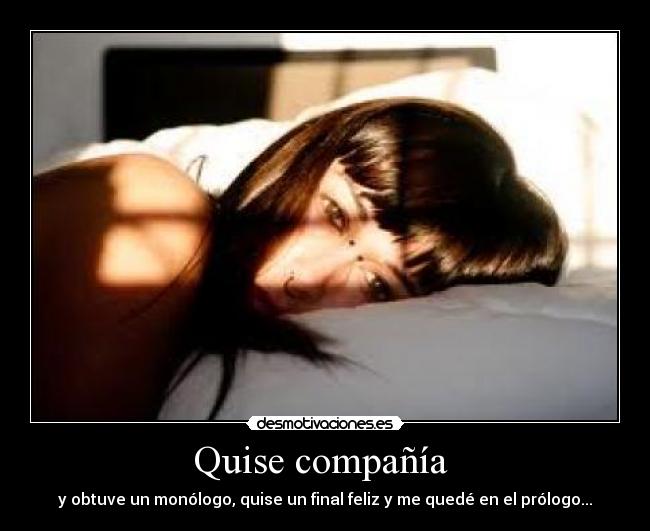 Quise compañía - y obtuve un monólogo, quise un final feliz y me quedé en el prólogo...