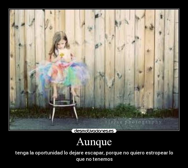 Aunque - tenga la oportunidad lo dejare escapar, porque no quiero estropear lo que no tenemos