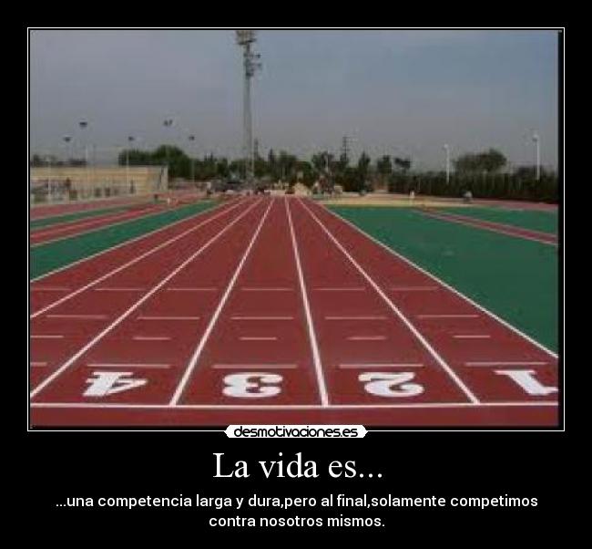 La vida es... - ...una competencia larga y dura,pero al final,solamente competimos
contra nosotros mismos.