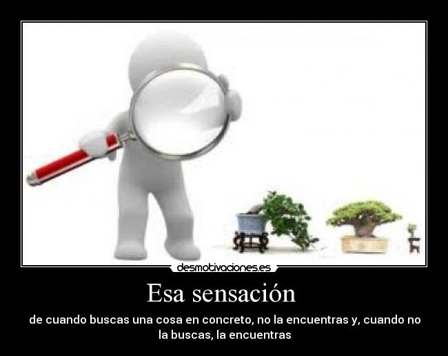 Esa sensación  - de cuando buscas una cosa en concreto, no la encuentras y, cuando no
la buscas, la encuentras