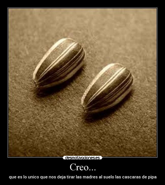 Creo... - que es lo unico que nos deja tirar las madres al suelo las cascaras de pipa