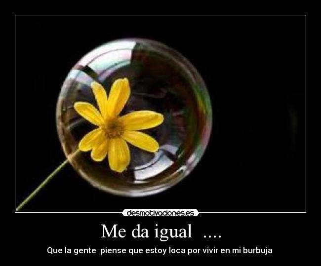 Me da igual  .... - Que la gente  piense que estoy loca por vivir en mi burbuja 