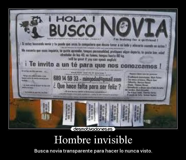 Hombre invisible - Busca novia transparente para hacer lo nunca visto.
