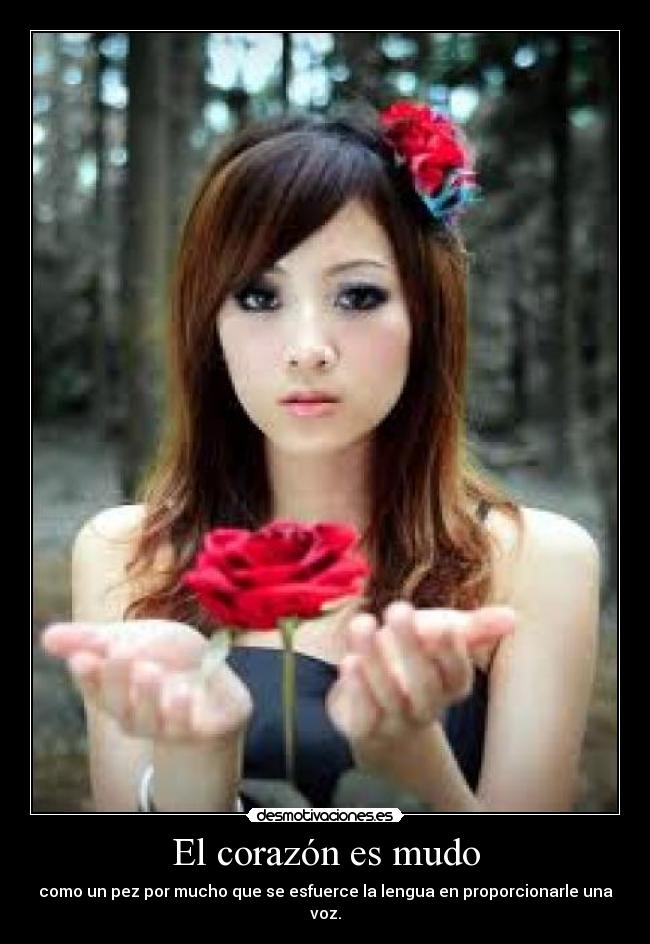 El corazón es mudo - como un pez por mucho que se esfuerce la lengua en proporcionarle una voz.