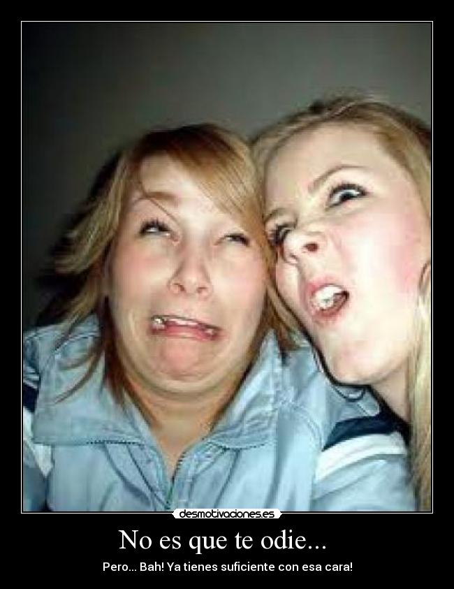 No es que te odie...  - Pero... Bah! Ya tienes suficiente con esa cara!