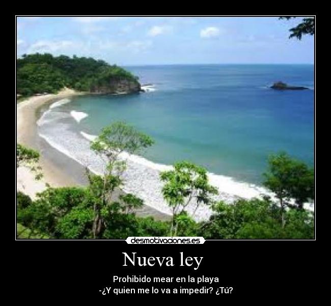 Nueva ley  - Prohibido mear en la playa
-¿Y quien me lo va a impedir? ¿Tú?