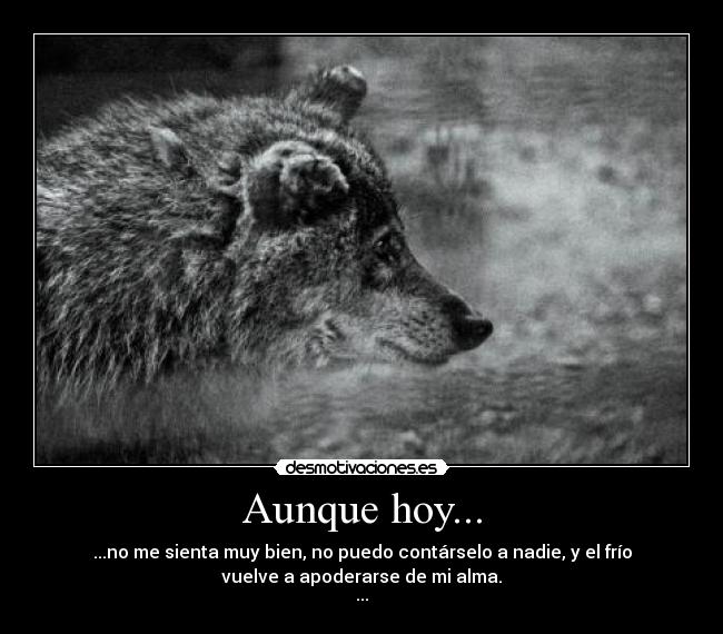 Aunque hoy... - ...no me sienta muy bien, no puedo contárselo a nadie, y el frío
vuelve a apoderarse de mi alma.
···