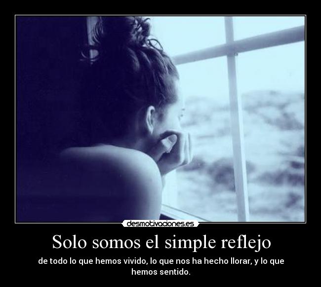 Solo somos el simple reflejo - de todo lo que hemos vivido, lo que nos ha hecho llorar, y lo que hemos sentido.
