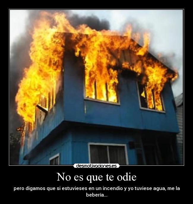 No es que te odie - pero digamos que si estuvieses en un incendio y yo tuviese agua, me la bebería...