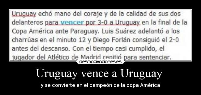 Uruguay vence a Uruguay  - 