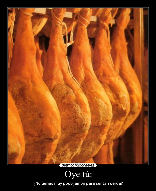 Oye tú: - ¿No tienes muy poco jamon para ser tan cerda?