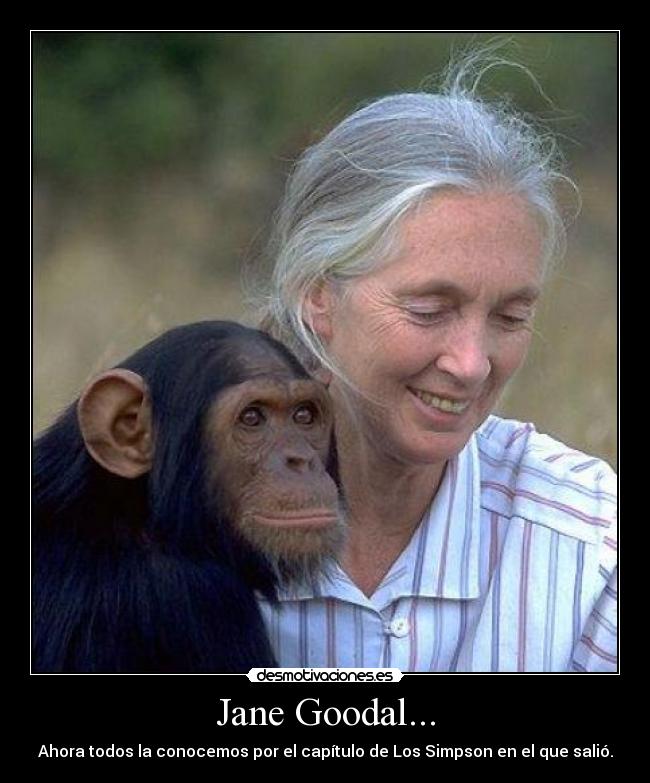 Jane Goodal... - Ahora todos la conocemos por el capítulo de Los Simpson en el que salió.