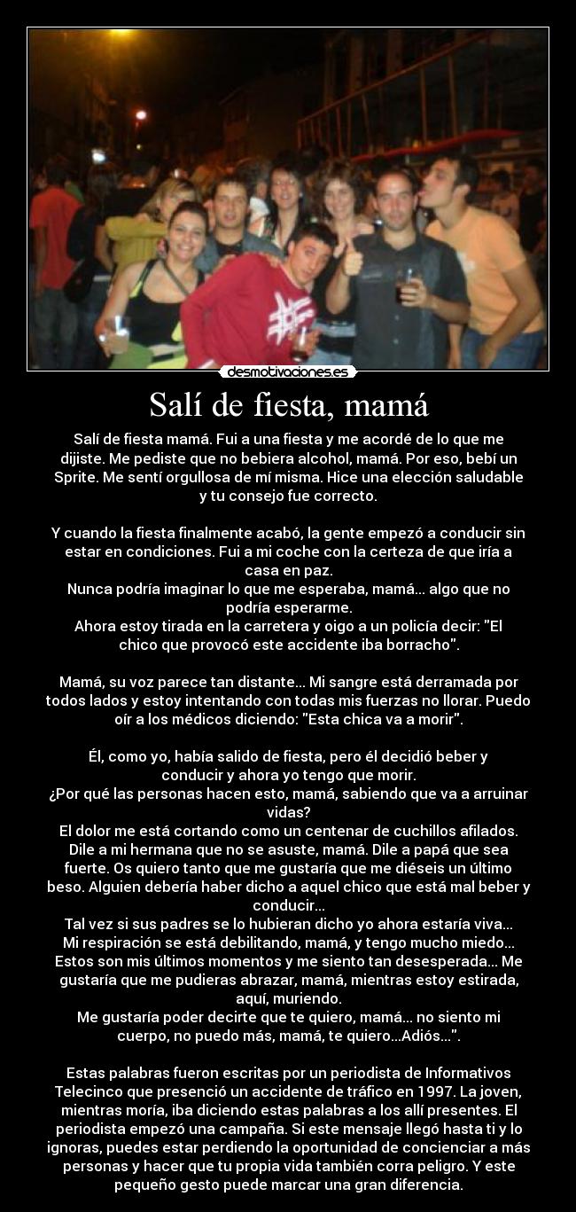 carteles fiesta sali de fiesta mama desmotivaciones