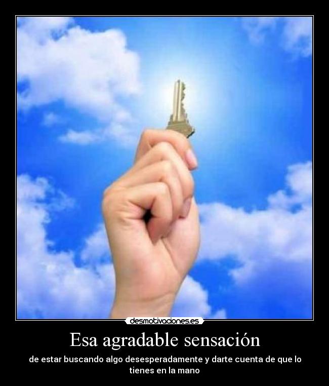 Esa agradable sensación - de estar buscando algo desesperadamente y darte cuenta de que lo tienes en la mano