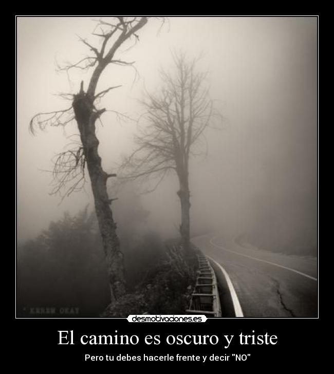 El camino es oscuro y triste - Pero tu debes hacerle frente y decir NO