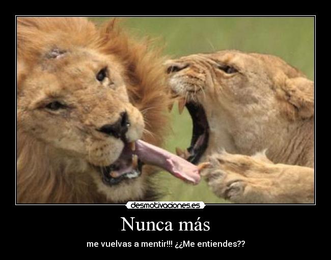 Nunca más - me vuelvas a mentir!!! ¿¿Me entiendes??
