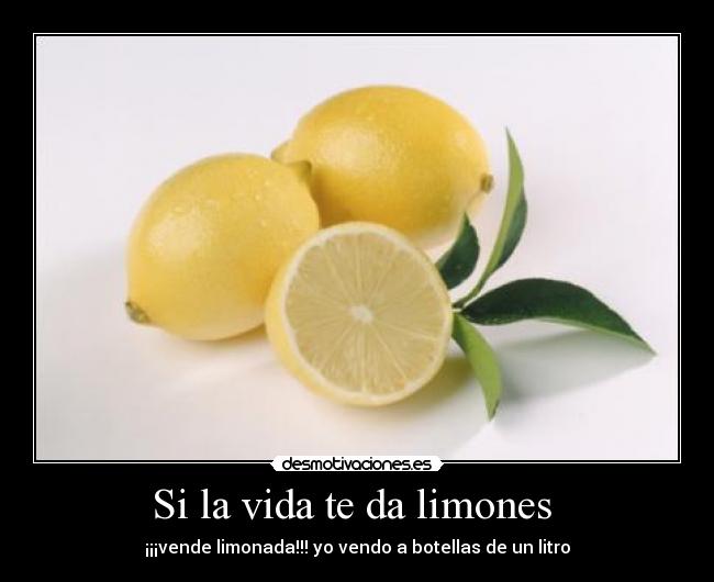 Si la vida te da limones - ¡¡¡vende limonada!!! yo vendo a botellas de un litro
