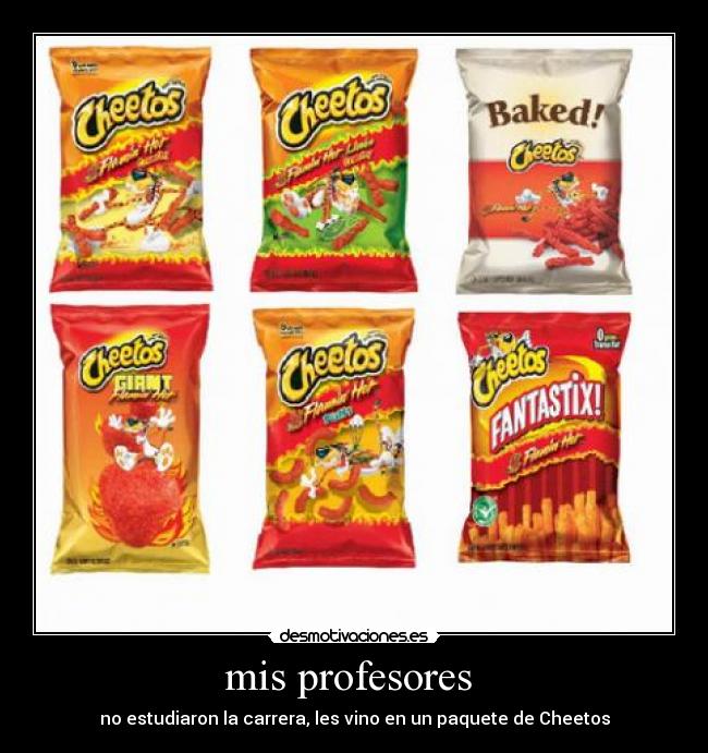 mis profesores - no estudiaron la carrera, les vino en un paquete de Cheetos