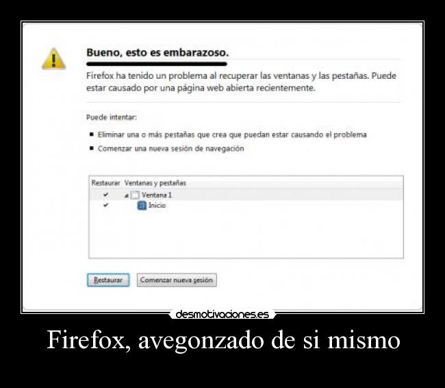 Firefox, avegonzado de si mismo -