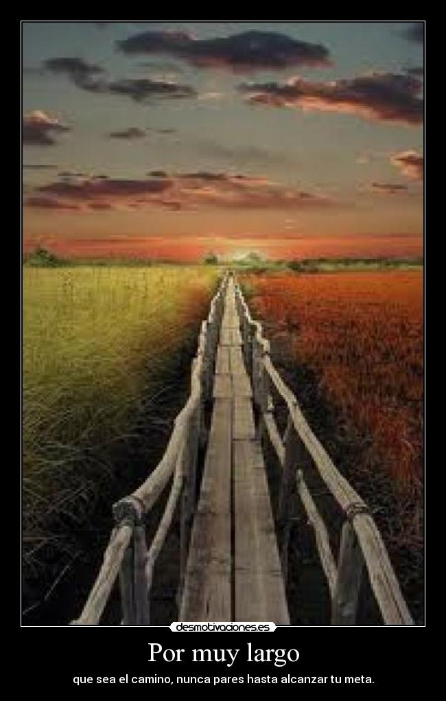 Por muy largo - que sea el camino, nunca pares hasta alcanzar tu meta.