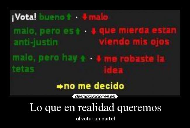 Lo que en realidad queremos - al votar un cartel
