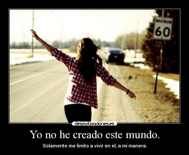 Yo no he creado este mundo. -