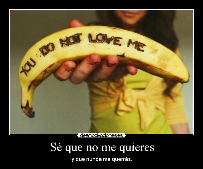 Sé que no me quieres - y que nunca me querrás.