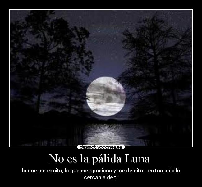 No es la pálida Luna  - lo que me excita, lo que me apasiona y me deleita... es tan sólo la cercanía de ti.