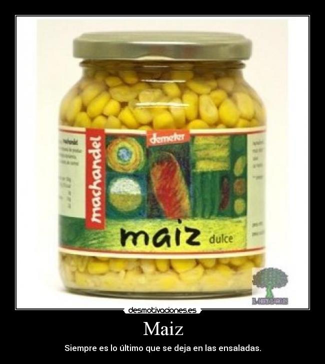Maiz - Siempre es lo último que se deja en las ensaladas.