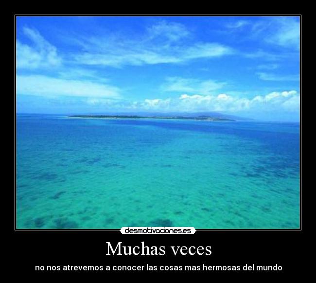 Muchas veces - no nos atrevemos a conocer las cosas mas hermosas del mundo