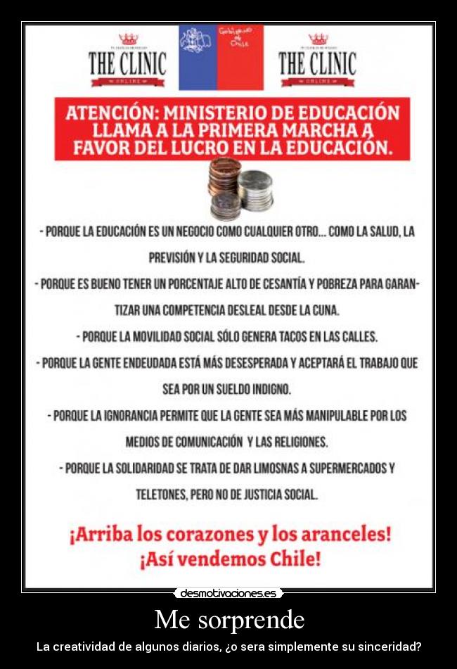 carteles the clinc ministerio educacion lavin lucro chile chile chile desmotivaciones