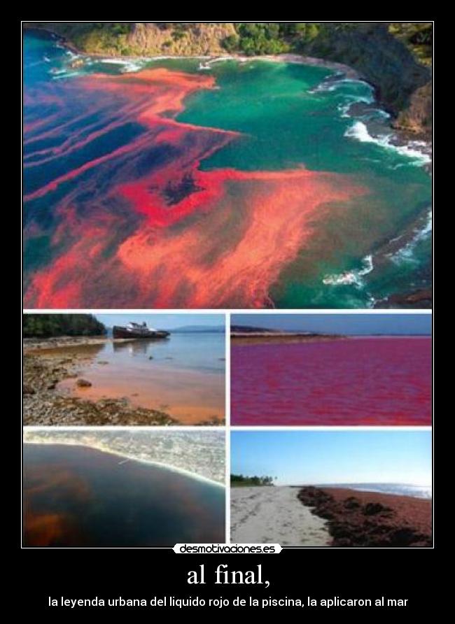 al final, - la leyenda urbana del liquido rojo de la piscina, la aplicaron al mar