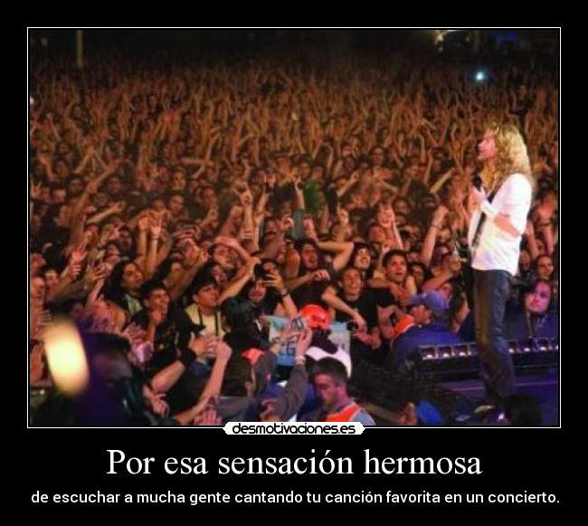 Por esa sensación hermosa - de escuchar a mucha gente cantando tu canción favorita en un concierto.