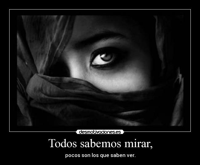Todos sabemos mirar, - pocos son los que saben ver.