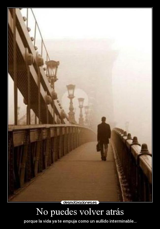 No puedes volver atrás - porque la vida ya te empuja como un aullido interminable...