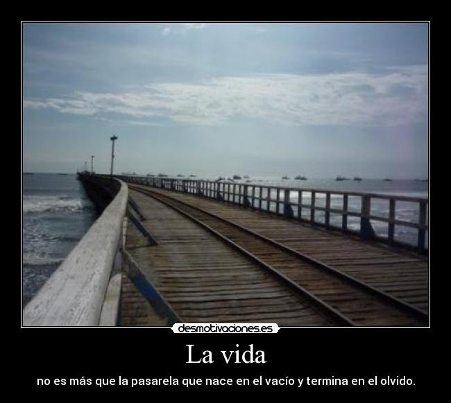 La vida - no es más que la pasarela que nace en el vacío y termina en el olvido.