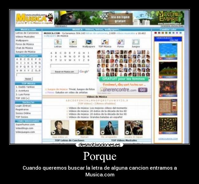 Porque - Cuando queremos buscar la letra de alguna cancion entramos a Musica.com