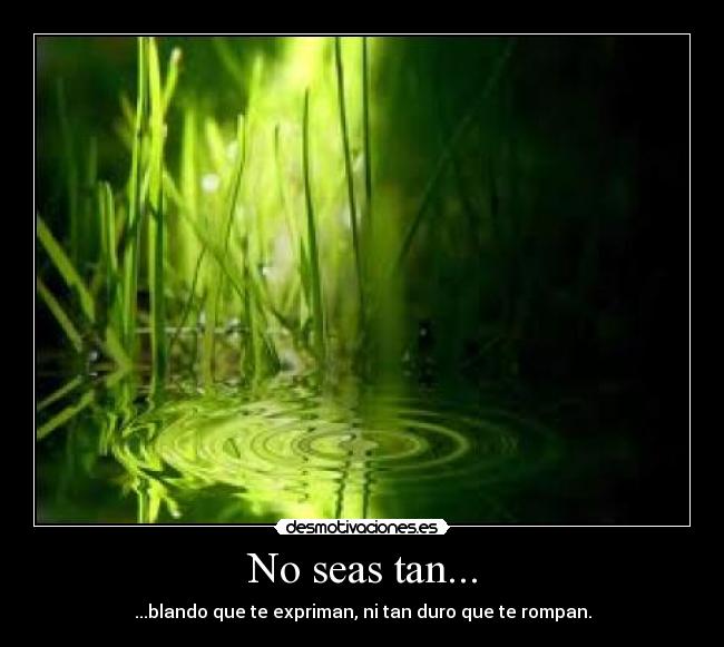 No seas tan... - ...blando que te expriman, ni tan duro que te rompan.