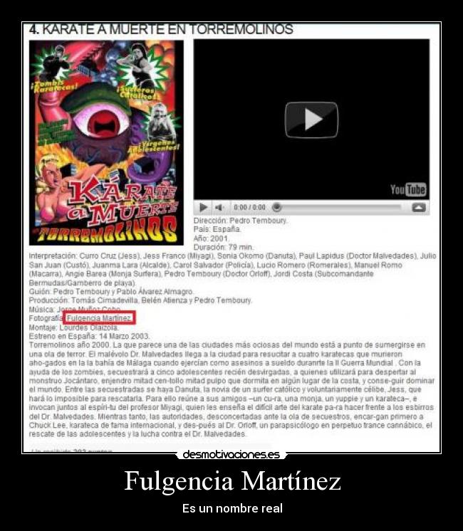 Fulgencia Martínez - Es un nombre real