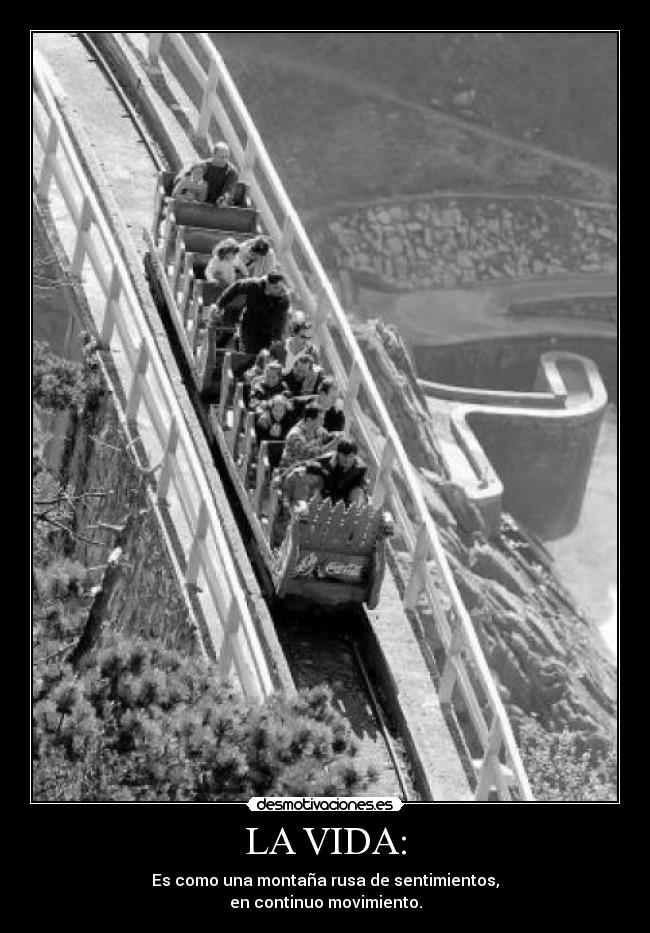 LA VIDA: - Es como una montaña rusa de sentimientos,
en continuo movimiento.