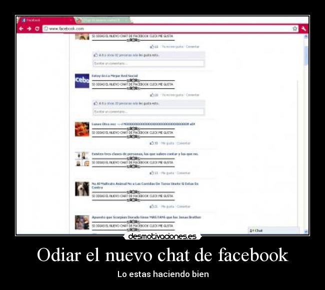 Odiar el nuevo chat de facebook - Lo estas haciendo bien