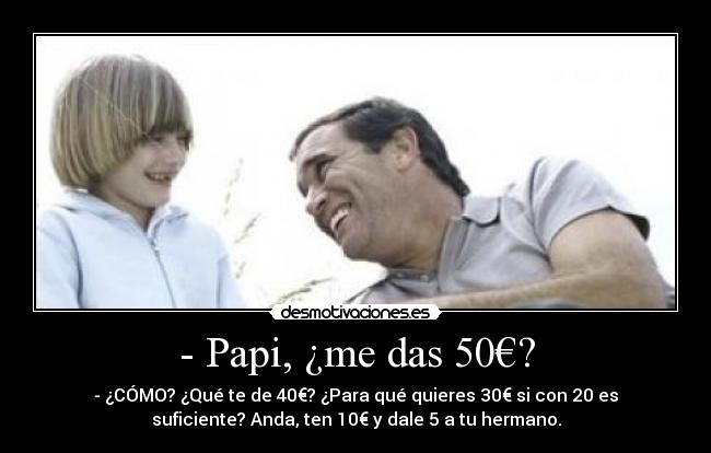 - Papi, ¿me das 50€? -