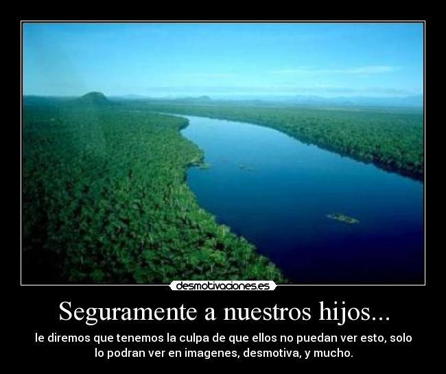 Seguramente a nuestros hijos... - le diremos que tenemos la culpa de que ellos no puedan ver esto, solo
lo podran ver en imagenes, desmotiva, y mucho.