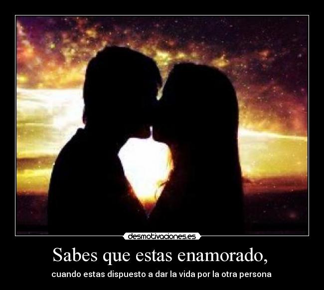 Sabes que estas enamorado, - cuando estas dispuesto a dar la vida por la otra persona ♥